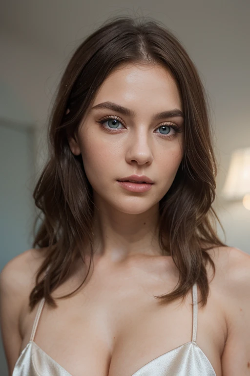 Belle brune aux reflets blonds, 25 ans, Visage rond, petit nez fin, cheveux ondulés naturels, yeux bruns clairs, Haute résolution, chef-d'œuvre, meilleure qualité, détails complexes, très détaillé, mise au point nette, peau détaillée, texture de peau réaliste, texture, yeux détaillés, professionnel, 4K, sourire charmant, filmé sur Canon, 85 millimètres, faible profondeur de champ, Couleur Kodak Vision, corps parfaitement ajusté, extrêmement détaillé, photographier_\(ultra\), photoréaliste, Réaliste, Post-traitement, un maximum de détails, rugosité, vrai vie, ultra réaliste, photoréalisme, photographie, 8k euh, photographie