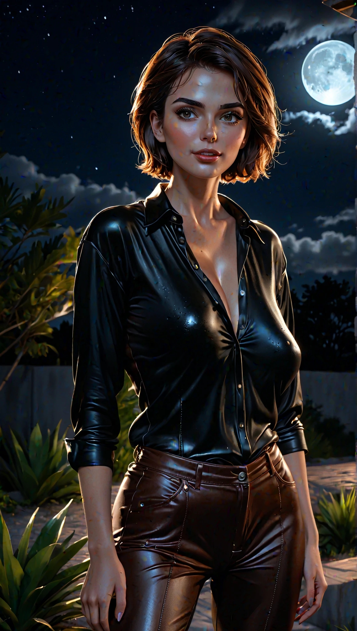 (Masterpiece1.2), (best render:1.2), high detail, 1girl, Jennifer Aniston, dark hair, perfect face, perfect eyes, 8k, sexy, ,masterpiece, look at camera, metart, Autumn, outdoor, rain, sexy outfit, , kawai, smile, hentai, standing, smiles to camera,