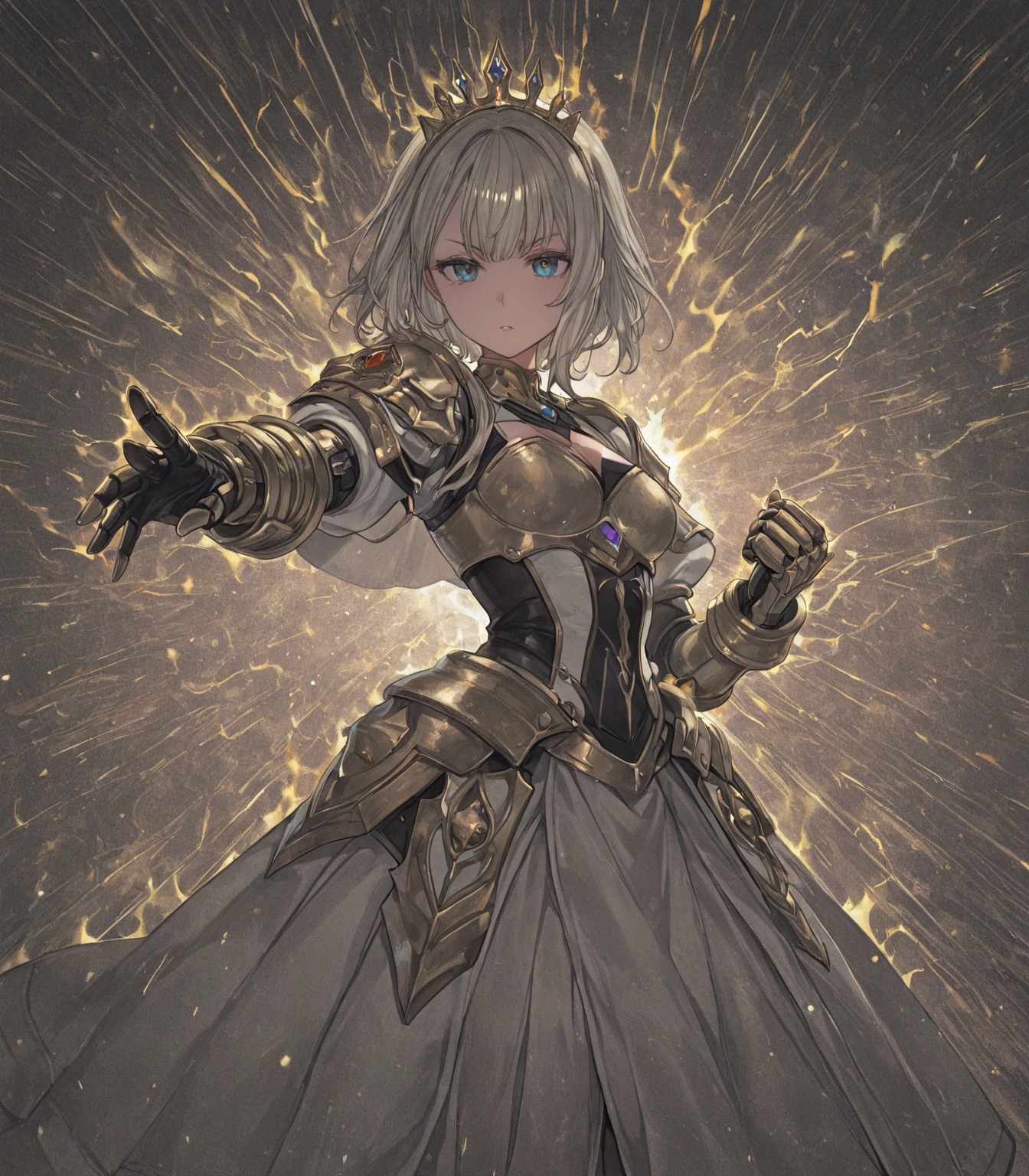 (((Best quality))), (((Masterpiece))), Solo, ultra fine photos, full body picture Unreal Engine 5 8K UHD, Beautiful girl, Face detailed, Wear a skinny latex one-piece suit,Decorated with gold lace, Latex collar, latex glove, Latex garters, Arm and leg cuffs, Unified 8k wallpaper, ultra - detailed, Sharp focus, Walk in a futuristic city.Dance