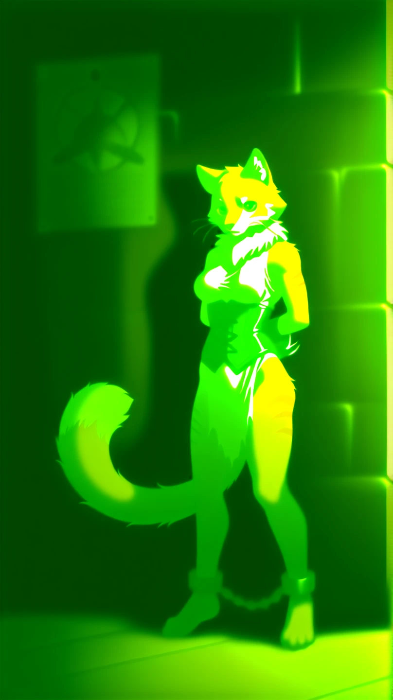 nousr robot photography of a black <lora:vixey:0.7> fox dominatrix inside a science fiction dungeon by Greg Rutkowski