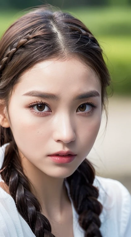 ((masterpiece:1.4)、(Highest quality:1.4)、(Realistic:1.7))、Masseter muscle area:1.4、pretty girl、Portrait of a girl、Close-up photo、Upper body photo shoot、Beautiful Face、Cute face、Detailed eyes、Draw the eyes clearly, Beautiful and attractive eyes、Beautiful Eyes、Tight waist、ponytail、RAW Photos、Red lips、1 Screen Display、