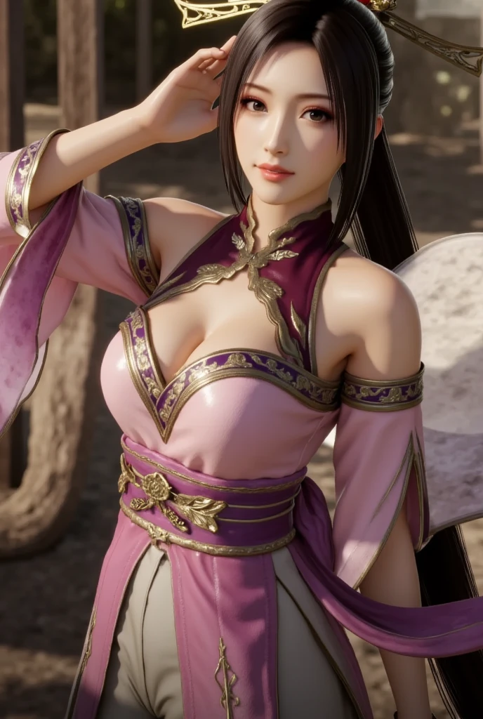(masterpiece, best quality, extremely detailed 8k, ultra hd, ultra-detailed, highly detailed, highly realistic, ultra-realistic, photo realistic), (1girl:1.5), (detailed realistic skin), (realistic big breasts), (pink lipstick), slender abs,