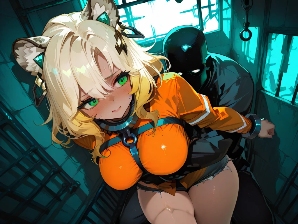 Farts, Fertofuchs, acoustics, fartチューブ, hoses, sitting on face, gas mask, facesitting,smirk smile,in ruin,2 anime girls,fart,onara,fart,fart,farting,sitting pose,whole body,girl  is wearing bodysuits,focus on upper body