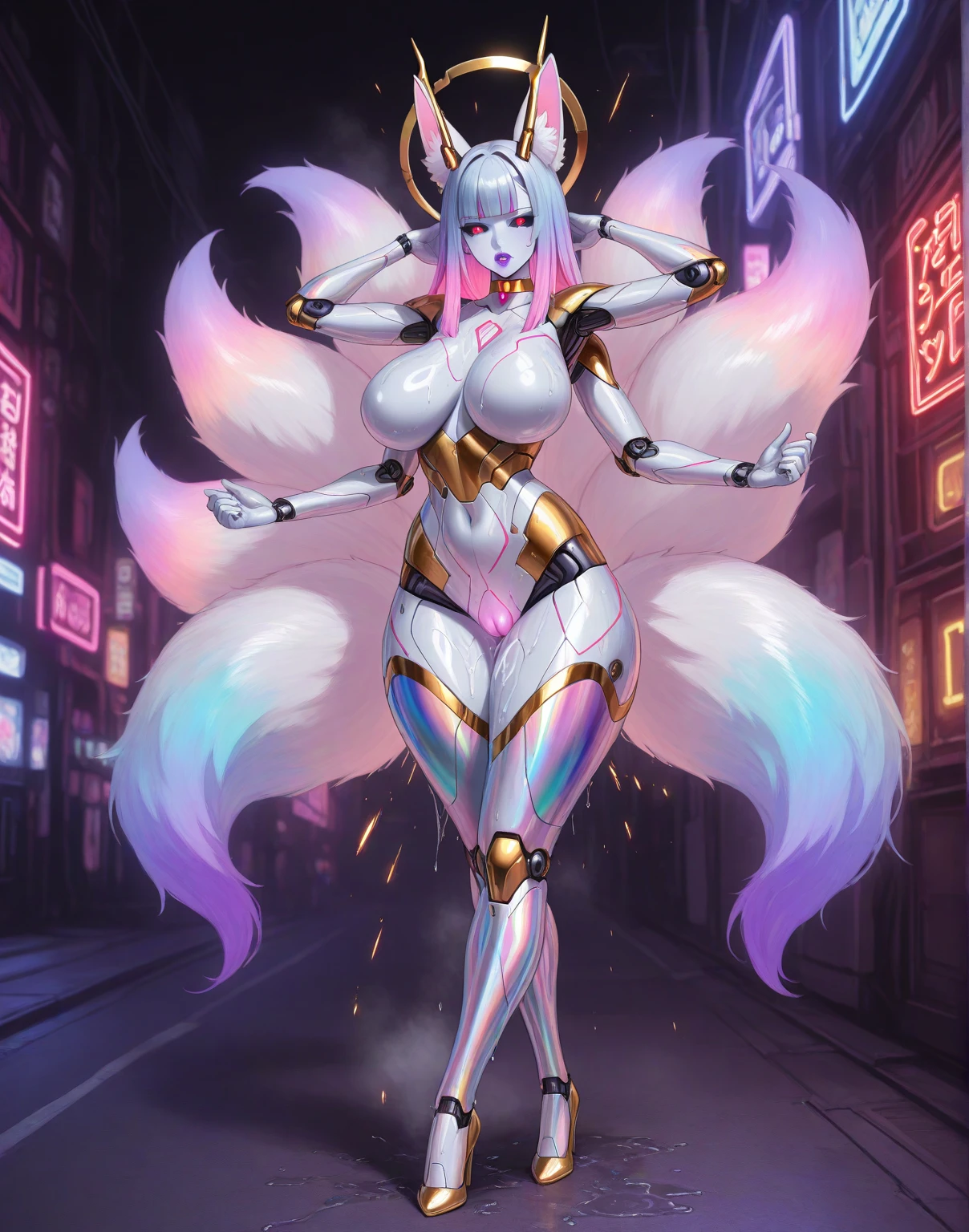 Masterpiece, 4k resolution, ultra-realistic, very detailed, sexy white female superhero theme, glamorous, big breasted, dressed sexy, she's a superhero,[(35 years old),(long white hair: 1.2),Full body,(Blue eyes: 1.2),((sexy pose) Bound by slimy alien tentacles legs apart, shame, fishnet socks, cityscape, night, dynamic lights) --auto --s2