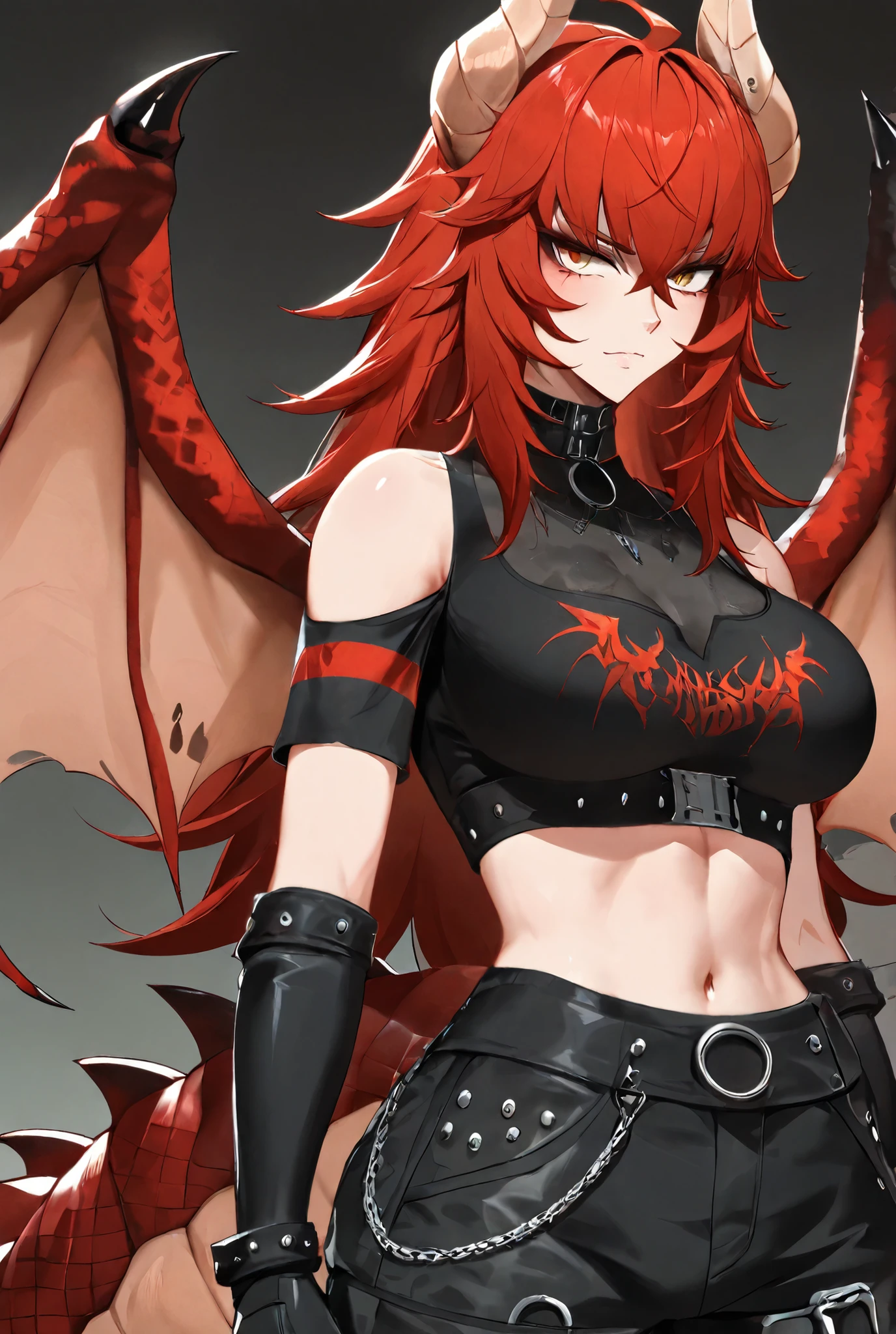 a close up of a drawing of a woman with red hair and a dragon, anime character reference sheet, dragon noble character design, bloody + concept art, character design : : gothic, character adoptable, [ character design ], dragon anime girl, concept art character sheet, full body adoptable, full body concept, reference sheet, concept character sheet, character concept reference art, ((zentreya)), ((concerned expression)), ((worried)), (medium breasts), dragon tail, dragon wings, dragon horns, ((naked))