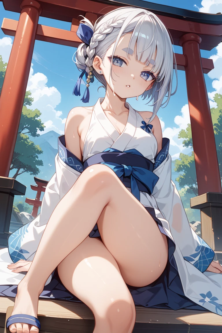 under the hazy sky。Shining on the snow-white skin。female pervert