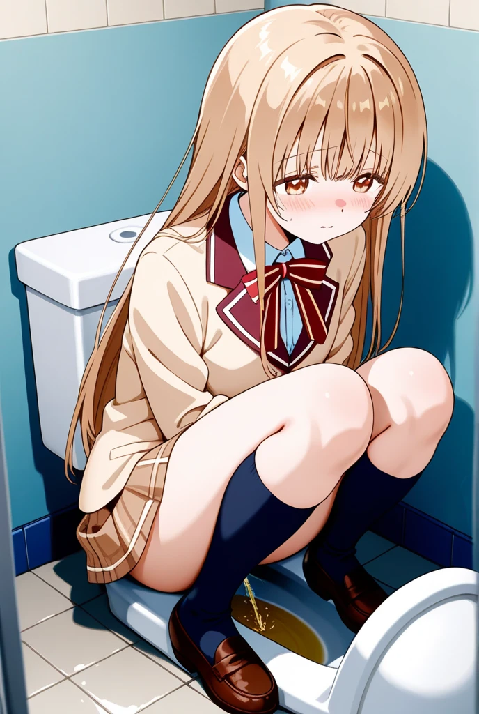 Anime. 1 girl. Baby. Princess. Blonde. Long hair. Blue eyes. Beautiful eyes. Perfect eyes. Expressive eyes. Eyes covered with a faded film. Blind eyes. Blind. Ideal face. Ideal anatomical body. Beautiful long legs. Beautiful body. Beautiful nose. . Embarrassment. Blush. Beautiful character design. Shiny skin. Light white dress. Shoes. Hair decorations. Disabled person. Paralytic. Sitting. Wheelchair. Hands on crotch. Urinary incontinence. Wants to pee. She needs to pee. She has a strong, desperate urge to pee. He squeezes his crotch tightly. Rubs copper. Slight lean forward. She peed herself. Fantasy city. A park. Date. At the entrance to a public toilet. He takes off his wet panties. Tears in my eyes. Cry. Snot flows from the nose. Full body. nsfw. Official art. Extremely detailed CG Unity 8k wallpaper. Ideal lighting. Ultra high resolution 4K. Super detailed 8K. A high resolution.
