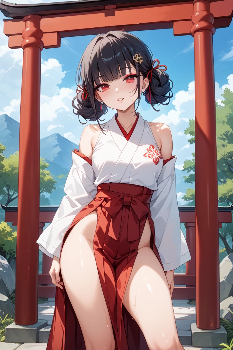 Stema Peace、hanekawa tsubasa、attack of glasses、A dark-haired、large boob、 (Black hair, Brown eyes, Round face),With ribbon, (nose blush, half opened eye),, [Full body shot]、eye glass、Head-to-toe shots、A dark-haired、Wearing furisode、The neck and hem are exposed、