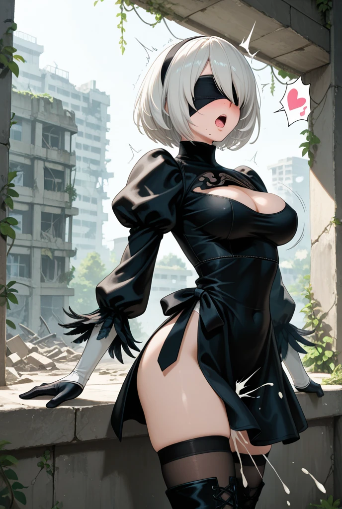 (master piece: 1.1), (n_2b), 1girl, blindfold, black blindfold, red lips, detailed face, white hair, short hair, fringe, hair over face, shy cheeks, anime character, red dress christmas, (christmas costume), smiling at viewer, christmas cloth, (wearing santa hat), ((simple gray background)),