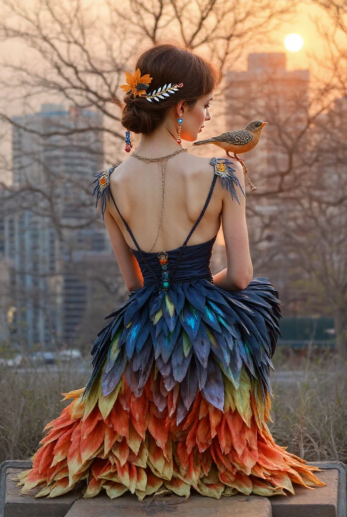 girl, Vibrant Colors, Master Piece, (Best Quality: 1.3), 8k Quality, (absurdres absolutely resolution),texture,(Extremely Detailed Illustration), (Super Fine Illustration), an Extremely Delicate and Beautiful, Ultra High Resolution, Fantasy, (super detailed), official art, production art, HDR, cute face, kawaii, (((1 girl))), (large crow wings on back:1.4), (blow kiss:1.4), light blue hair, long hair, small face, orange eyes, large breasts, hair with orange flower, (orange and black clothes, two tone one piece of frill:1.4), 