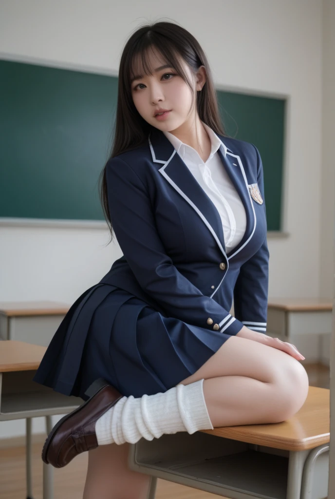 Two women in classroom with books, real life girl, as character, surreal high school girl, semi-realistic, ecchi style, hyper-realistic schoolgirl, wife, girl frontline style, realistic, hyper-realistic,