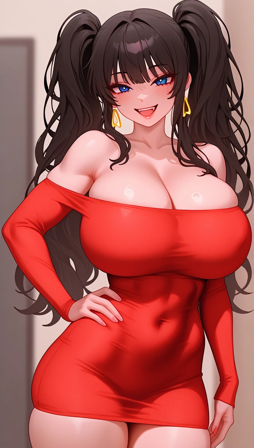 (masterpiece:1.2, best quality), realistic, (real picture, intricate details, depth of field), (1girl, solo),milfication, milf, (mature female), 40 year old woman, make up, smiling , parted lips, highly-detailed, gorgeous perfect face, (huge breasts), (sagging breasts), (skindentation), ((huge thighs)), [huge ass], wide hips, average waist, tall, Luscious red lips, thick lips, (Voluminous black hair), very long straight hair, beautiful eyes, bra, panties, nightgown, bare shoulders, navel, necklace, earrings, (sweating:1.1), sexy, blushing, (Adult Temptress) Voluptuous, Curvy, (sexy dynamic pose), ((walking)), head tilt, ((Deep Cleavage)), indoors, hallway, night, dark background, ((front view)),
