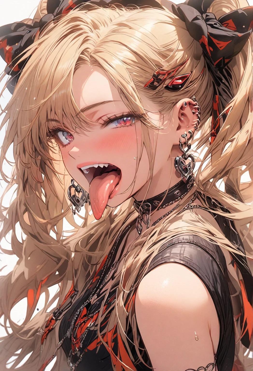 red, tongue,Gal,Earrings,red