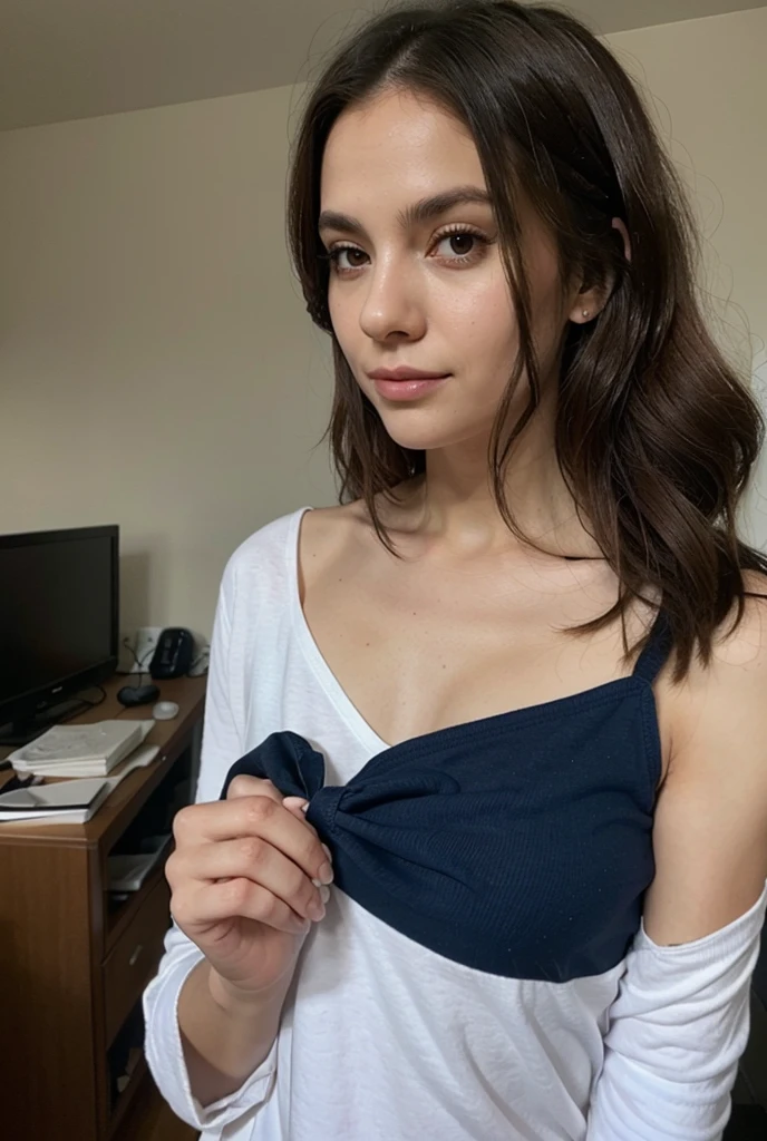 (selfie shot, from above:1.4), (half body postrait:1.4), 32K, (Best quality,A high resolution:1.2), Ultra-detailed,(Realistic:1.37) RAW ((best quality)), ((masterpiece)), (detailed), perfect face realistic photo of beautiful woman with long dark brown hair, Russian, influencer, light freckles, dark brown eyes, big lips, no makeup, Instagram, a black and white photo of a woman in black skirt, in central park, new york, lake in the background, taking selfie, a black and white photo, Tumblr, mario testino, night, in white corset, beautifully soft lit, decolletage, old timey, gentleman, beautiful, adorable, i_5589.jpeg, revealing clothes, belle, sheer, big!!!!!!!!!!!!