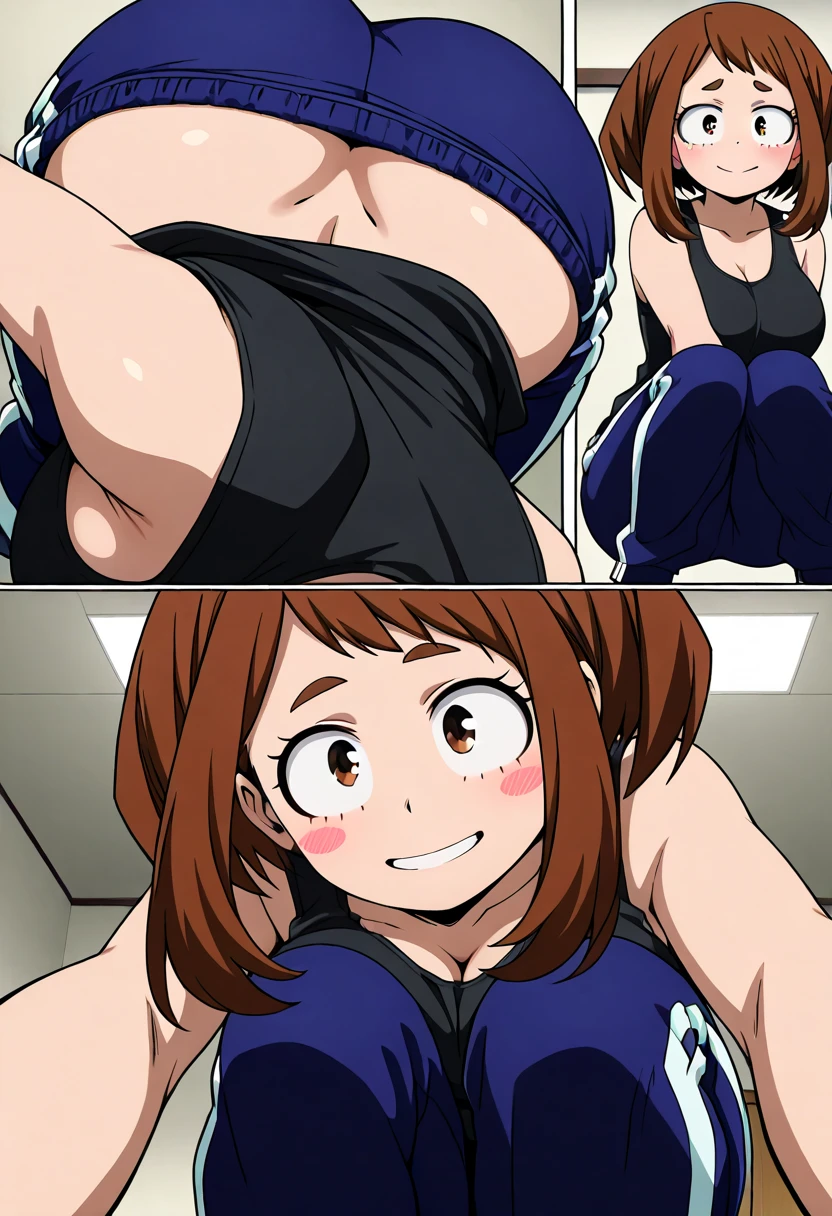 A girl wearing a school swimsuit((From before)), Butt, Light brown hair,blue eyes,short hair,Wide pelvis,vapor,Sweat,Small breasts,Blushed,Captivating look,Plump figure,