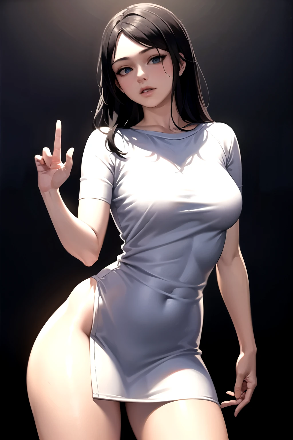 ((best quality)), ((masterpiece)), (detailed), uma mulher, kaisa league of legends, Oversized shirt cabelo longo, corpo perfeito, em uma lugar bonito, rosto detalhado, alta resolução, super detalhe, 8k, ultra qualidade