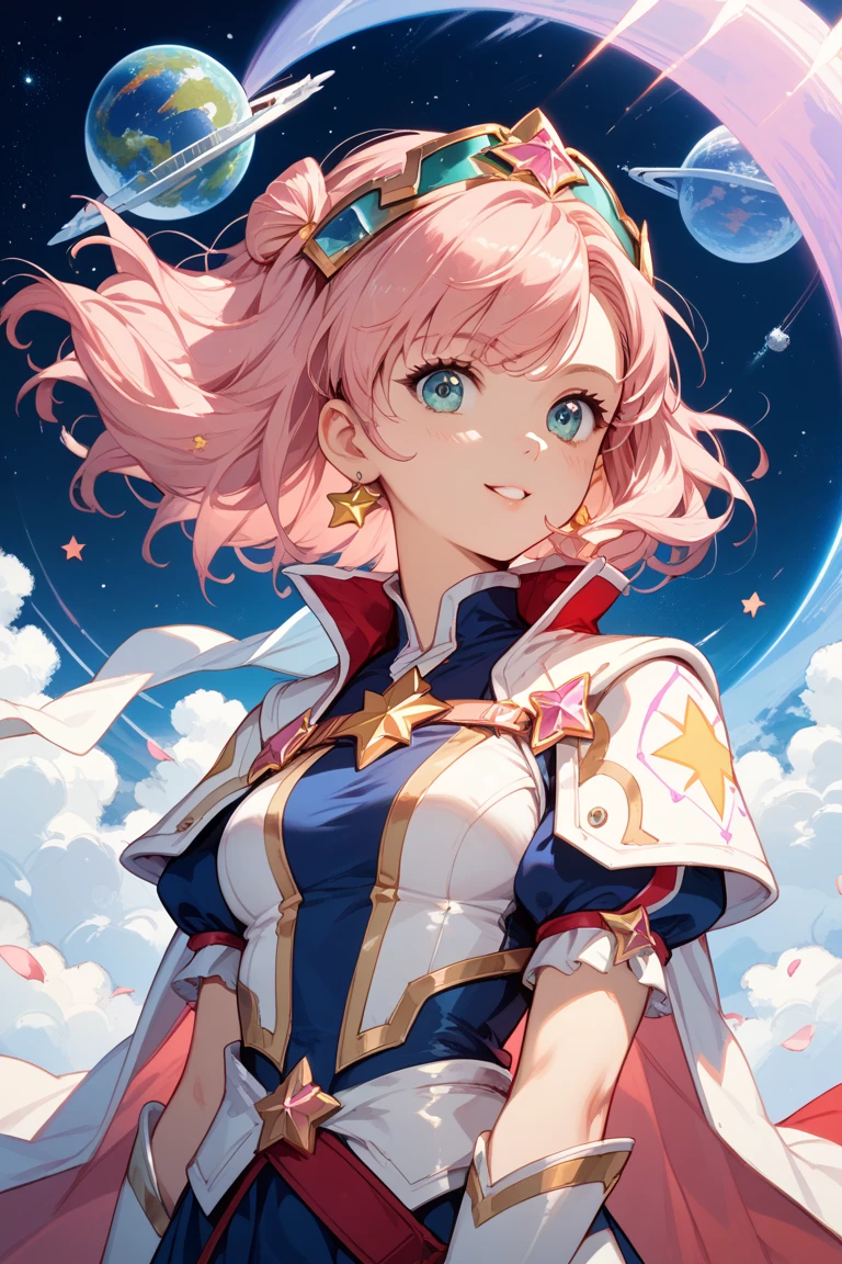 1girl, Star Mage, Maria Chiquinha with pink hair, Space comets,