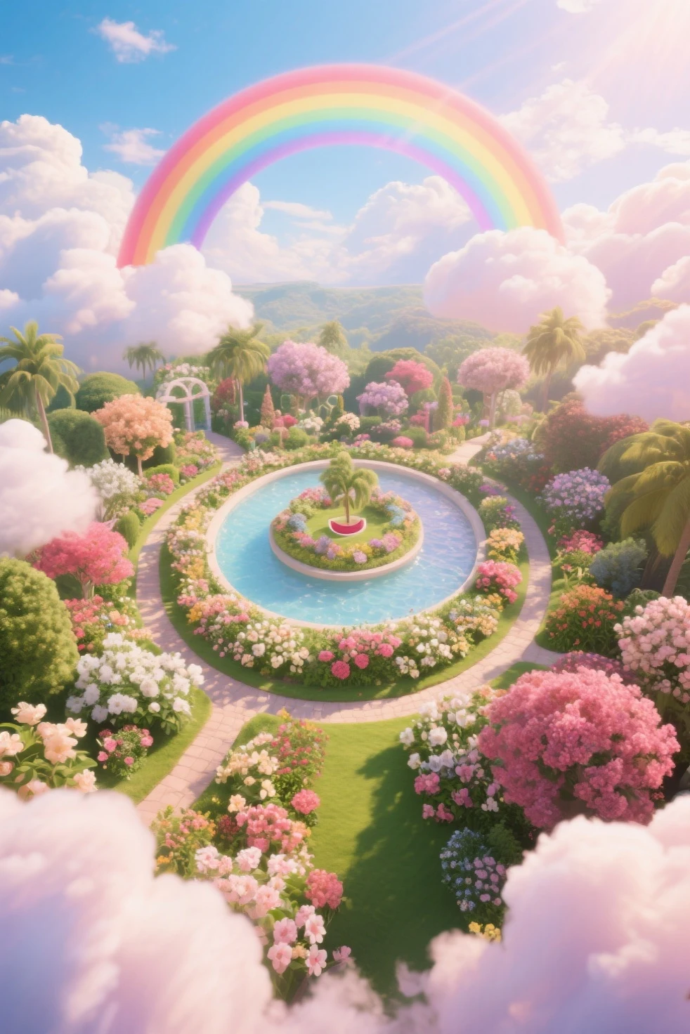 a paradise, a paradise, optic, optic彩, blissful, Hefty Smile, 闪optic, blossoms, trpical garden, optic环, ​​clouds  
