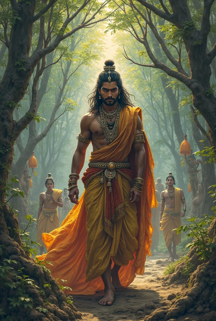 According to the Ramayana, Rama was born to Dasaratha and his first wife Kausalya in Ayodhya, the capital of the Kingdom of Kosala. His siblings included Lakshmana, Bharata, and Shatrughna. He married Sita. Born in a royal family, Rama's life is described in the Hindu texts as one challenged by unexpected changes, such as an exile into impoverished and difficult circumstances, and challenges of ethical questions and moral dilemmas.[9] Of all his travails, the most notable is the kidnapping of Sita by demon-king Ravana, followed by the determined and epic efforts of Rama and Lakshmana to gain her freedom and destroy the evil Ravana against great odds.