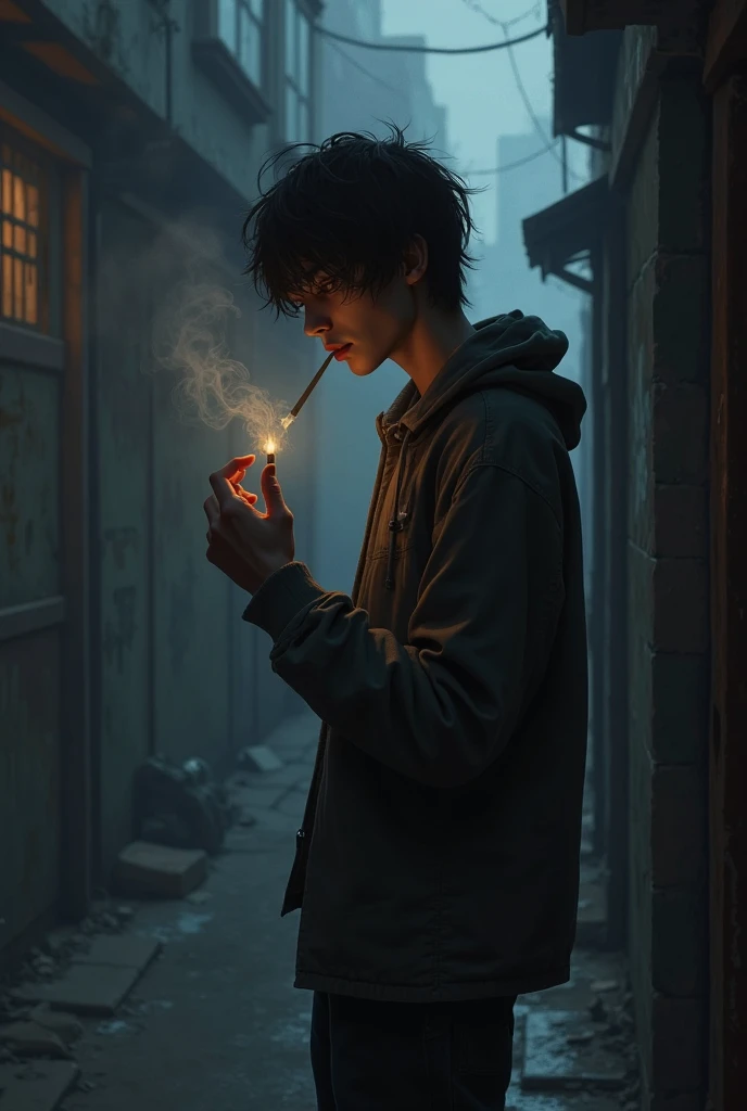 A boy smoke