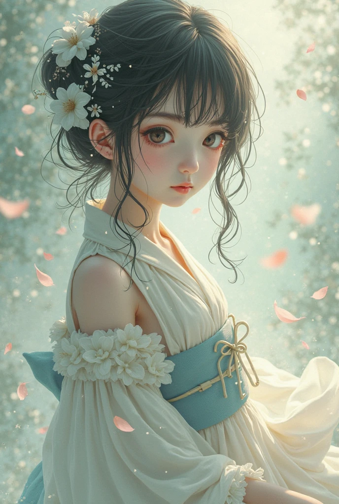 (((good fingers)))，Fox Goddess, beautiful girl, silk, cloud, fox tails, Witch costume, pond, (Bokeh), Fantasy food, Confinement, (ultra high resolution), 8k, human development report, (masterpiece) Notice：The content marked in brackets is the key part of the label.。Here are the tips after conversion： "Fox Goddess, 一个beautiful girl与 (Detailed and engaging) Eye, (Sweet and charming) lips, And an extremely detailed face, Wearing silk Mikko clothing, Sitting on a moon-shaped stone in a mysterious forest. The sky above is filled with fluffy clouds, 森林倒映在寧靜的pond里. 女孩有一條雄偉的fox tails, This adds to her ethereal look. The scene is a (Soft and dreamy) Bokeh effect, Create a feeling of magic and wonder. This artwork was created in (ultra high resolution) Resolution is 8K, Capture every intricate detail and enhance the visual experience. The image is brought to life with human development report technology, Highlight bright colors and (Real and immersive) atmosphere. This creation is indeed a (masterpiece) in the fantasy genre."