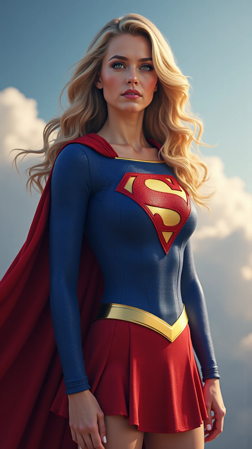 INSANELY SEXY, RIPPED MUSCULAR BUSTY BOOBS SUPERGIRL WEARING THE ORIGNAL FIRST EDITION SUPERGIRL COSTUME.
