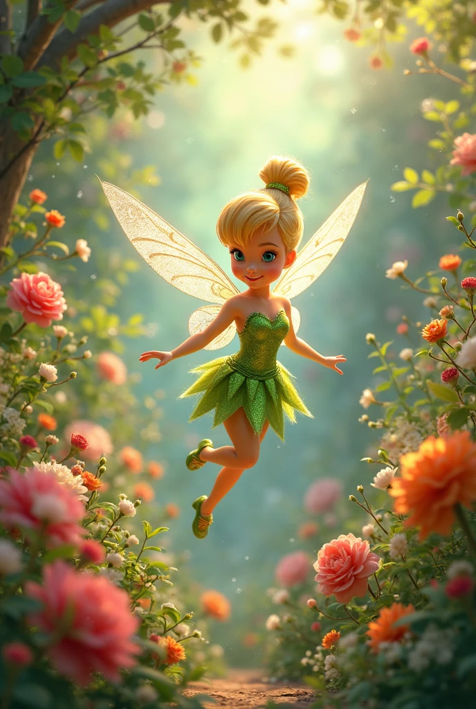 tiny pixie fairy with wings on a giant flower in a garden bright morning sunlight (zrpgstyle) (masterpiece:1.2) (best quality:1.2) (detailed) (intricate) (8k) (HDR) (cinematic lighting) (sharp focus)