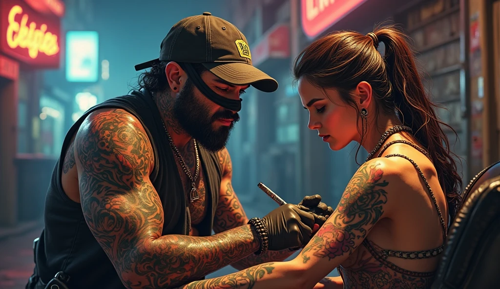 create a gta 5 photo a person tattooing