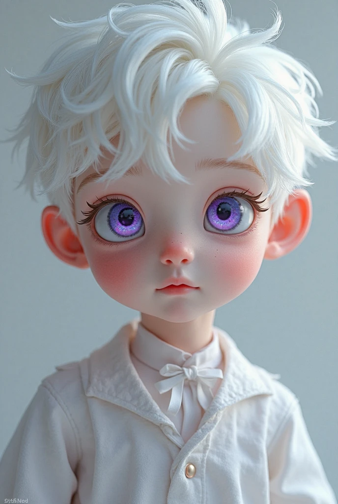 A boy of , offwhite, blue colored eyes, cabelo offwhite curto, appealing, realisitic.