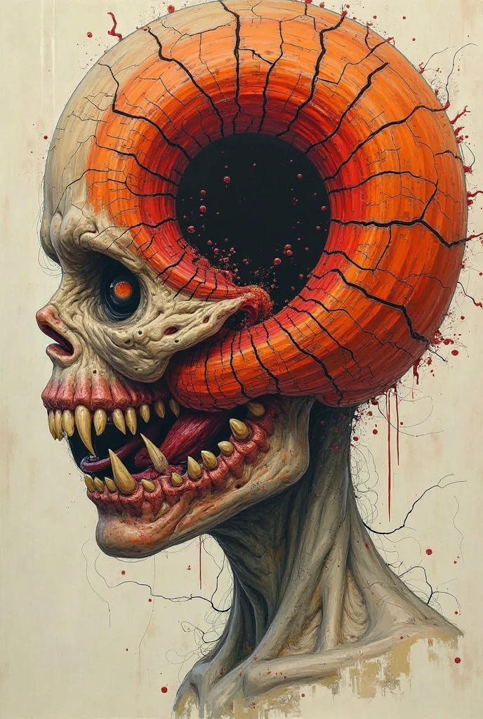 a woman with a horrifying face, extremely ugly and distorted features, sunken eyes, gaping mouth, rotting skin, a skeletal body, unhealthy and uncomfortable appearance, in a dark, unsettling horror atmosphere, highly detailed, photorealistic, 8k, best quality