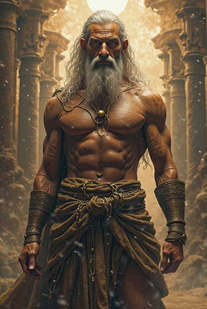 man with very black skin and blond hair, and very muscular and strong