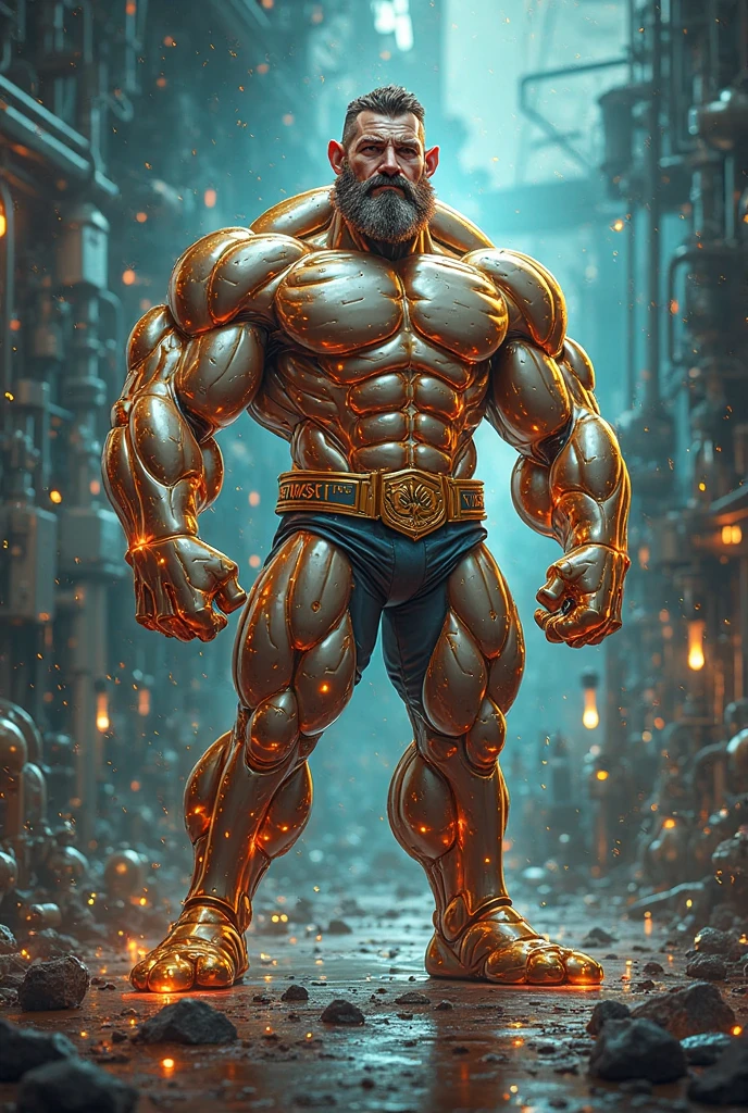There is only one handsome Chinese man in the photo,35 years old,tall, Fitness,Smooth body,Smooth skin,No chest hair,short hair, O-Shaped Beard,Perfect body, Dark skin color,Radiant Skin,Smooth skin,Shiny, shiny skin,Smooth pectoral muscles,Muscle bulge, muscular, Very large pectoral muscles,Very sexy abdominal muscles,Very well-developed leg muscles,Huge concave and convex area,Brightens oily skin,Wearing a shiny gold leather thong,Handsome face,Normal human toes,Correct and accurate male body proportions,Gold Collar,Gold bracelet,Gold anklets,Standing in the snow,Night sky,A sky full of stars,There are auroras,Colorful,Charming dream scene,Epic。
