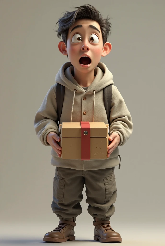 A child with a gift in his hands whose wrapping is rough and with thorns