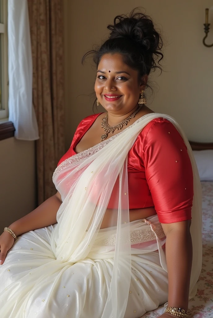 Day scene, full body photo of a plus sized 45 year old indian with a man from top view, (Masterpiece, Best Quality, High Resolution), office Background, (cum Splash on her breasts and nipples, cum Splash on her face, Splash of cum, cum Splash on her blouse, cum Splash on her eys), Sweet 25 year old South indian women sitting on her knees in a crowded party hall with a man, hour glass body red lips, silver colour silky gown, lightly makeup,ultra realistic, realistic, look at viewer (cinematic:1.3), intricate details,