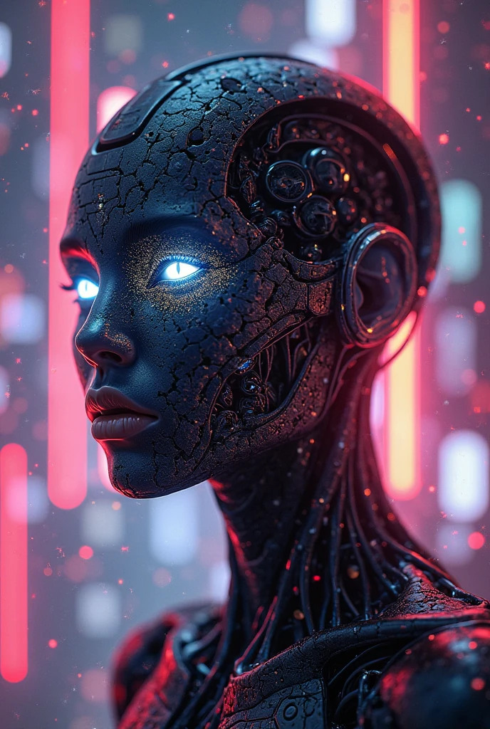 Female, side portrait, sports wear, cybernetic eye, sct4 style