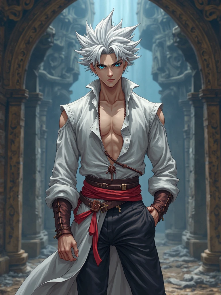 young european man, vampire. short white hair, kimono, muscular, thin, smoking, holds katana, semirealism --auto --s2