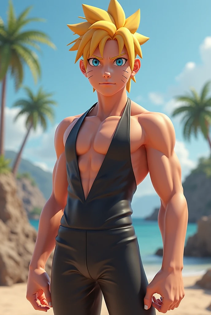 Obra-prima, de melhor qualidade, of a couple on the beach man with white skin messy hair with tattoo all over his left arm, mulher de roupa curta estampa florida usando brinco e cabelo cacheado