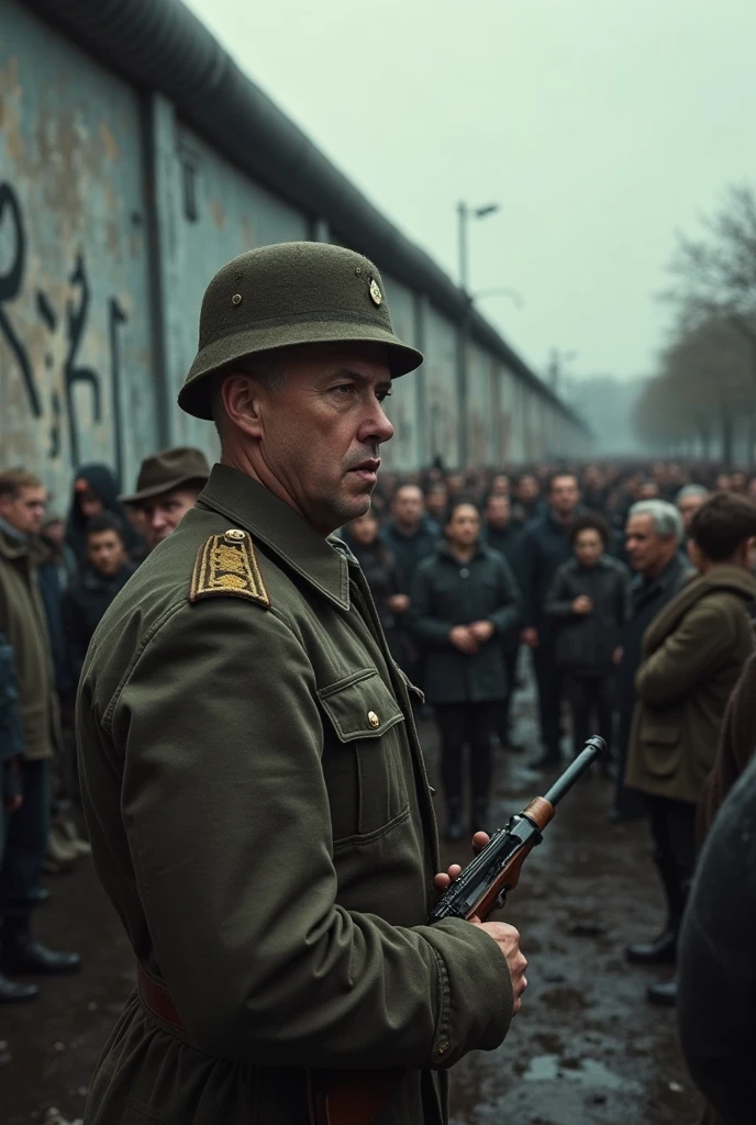 Make me a picture of a Nazi soldier opening the window and another picture where he sees the Nazi festival
