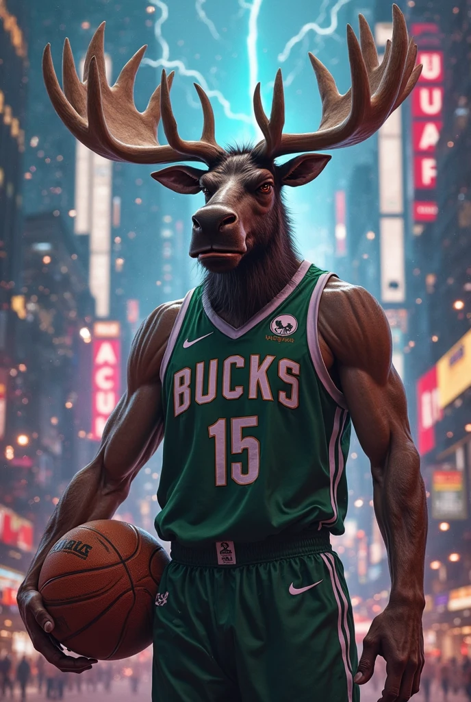 ((male)), ((man)), ((masculine)), ((young adult)), ((handsome)), ((gynomorph)), ((anthro)), ((deer)), ((cervine anthro)), ((brown and white fur)), ((fluffy fur)), ((purple hair)), ((short hair)), ((glistening green eyes)), ((letterman jacket)), ((college jock)), ((college background)), ((brown t-shirt under jacket)), ((black leather pants)), ((day)), ((summer)), finger claws, woods, sharp focus, by taran fiddler, by personalami, photorealistic, cinematic illumination