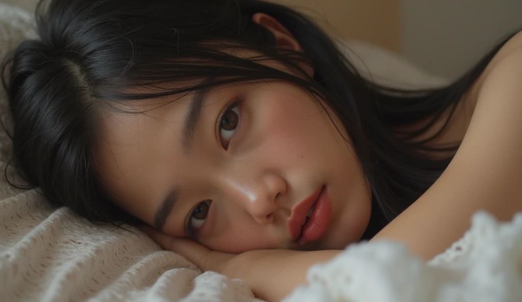 A 20-year-old woman with an idol-like cute face、Gentle and cute、(((Japanese Yukata)))、(night)、((Japanese-style room futon in a Japanese inn))、(((Lying down and fast asleep)))、(((Cleavage and thighs are visible)))、(((Whole body)))、RAW Photos、Genuine、High resolution