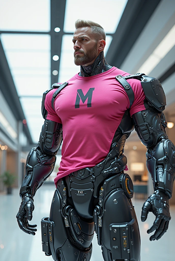 1boy, European, solo, facial hair,34 yrs old, dom, male focus, bara, muscular, mature male, muscular male, beard, short hair, thick eyebrows, brown-skinned male, thighs, fancy suit, dark skin, tie, tight black t-shirt, tight pants, open leather jacket mixed with kevlar fabric, tie, Batmancore,cybernetic uniform, teacher suit, cowboy shot, teacher uniform, feet out of frame, thick thighs, looking at viewer, masterpiece, 4k, high quality, highres, absurdres,