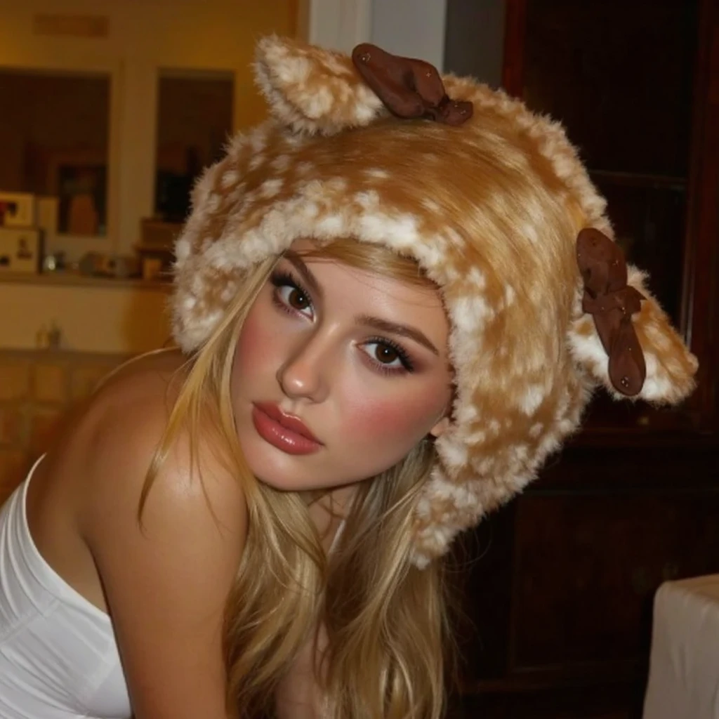 Realistic photo of a beautiful 18 year old m1l3yc, wearing a halloween outfit