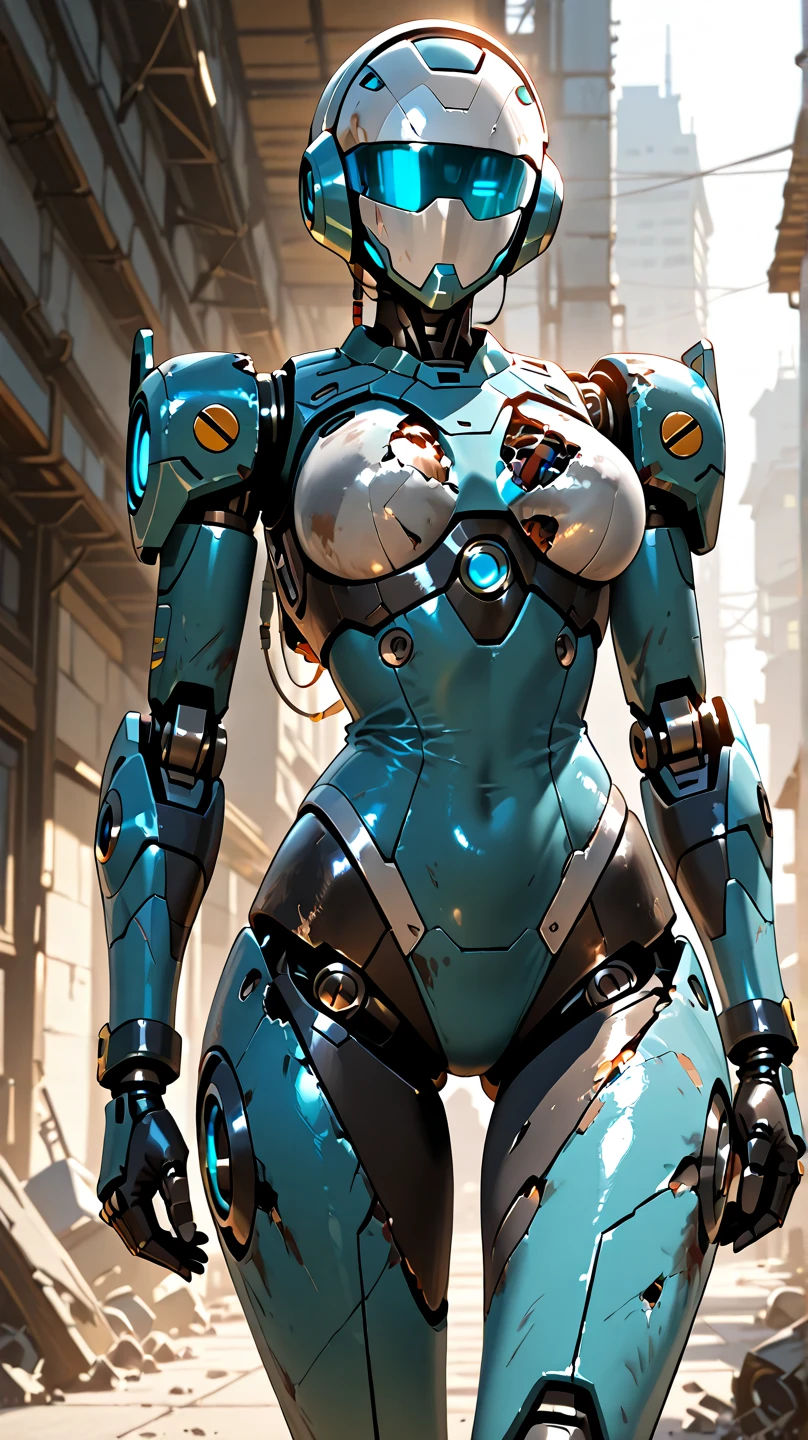 ROTB_Arcee, 1girl, big breasts, smile, robot, mecha, (glowing eyes:1.2), outdoors, wide hips, navel, thick thighs, blue bra, blue panties, big ass
