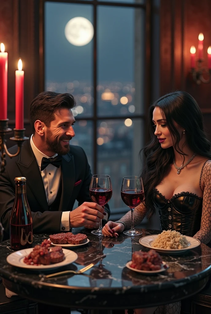 Nice groomed romantic couple at a dinner party
