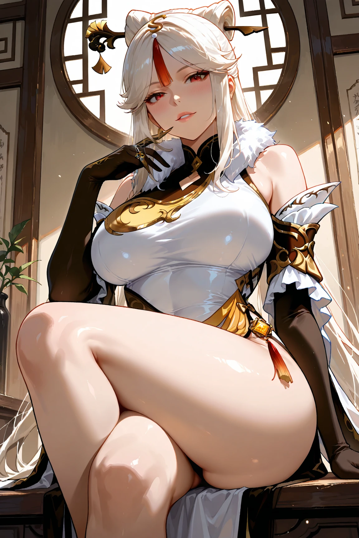(Ningguang),(Silver Hair)、(Long Hair)、(White and gold tight clothing),(True to prompts)、(Dildo masturbation)、(salute)、(Squat)、(Leg spread)、(ahegao)、(Nose hook)、(Super big breasts),(Busy Street)、(Many people々々々々々々々々々々々)、(sunny)、(blue sky)、(Best lighting)、{{{Browsing Caution}}}、{{{masterpiece}}}, {{{Highest quality}}}, {{ultra-detailed}}, {{shape}}, {{{Very delicate and beautiful}}},{{extremely detailed CG}}、{{unity 8k portrait}}、{{Fabric Shading}}、{{super detailed skin}}、{{Perfect Anatomy}}、{{detailed}}、{{Dynamic Lighting}}、{{{beautiful detailed eyes}}}、{{{beautiful detailed Face}}}、(Perfect Legs)、(Perfect breasts)、(Perfect pose)、(Perfect body)