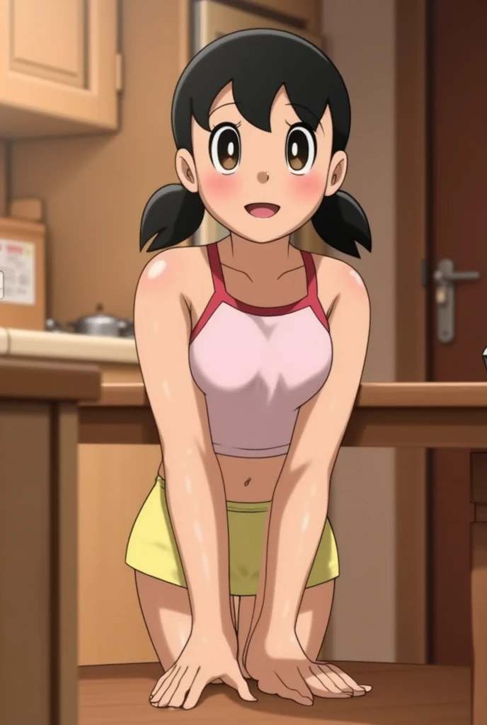 tennis girl's massive vagina out of bottomless spaghetti strap tank top out bare and wet boots spreading her legs, gloved hands hidden behind head, blindfold