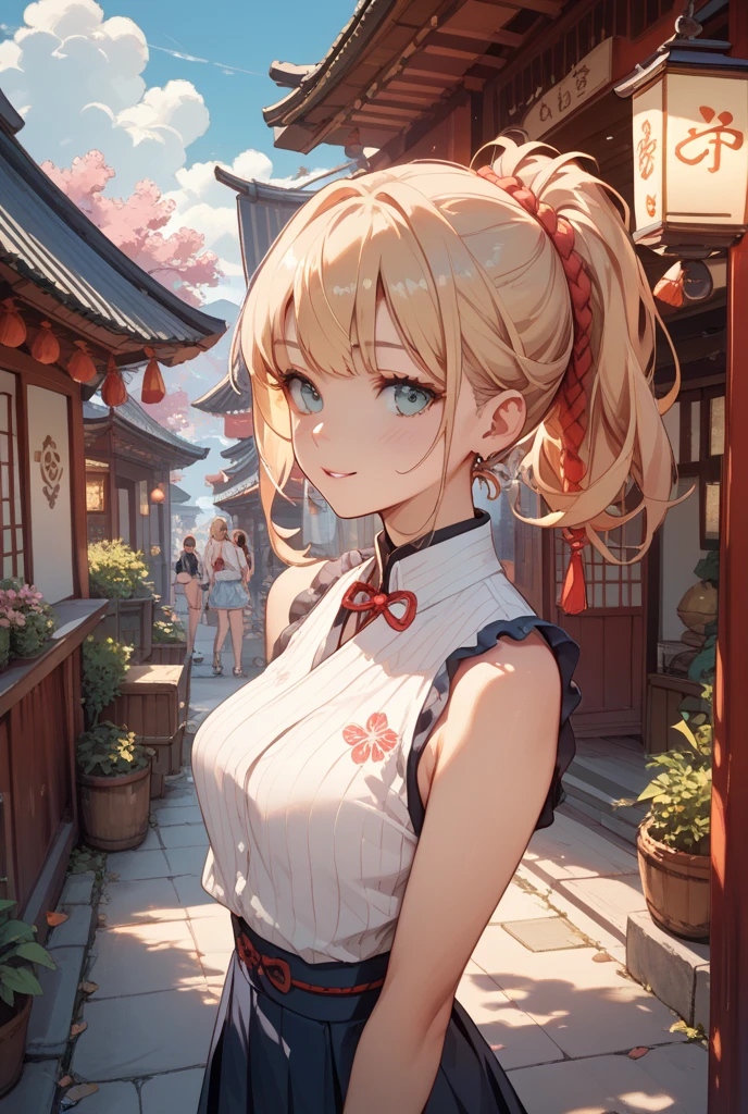 masterpiece,highest quality,32K,ultra detailed,young woman,flat chest,light brown eyes,light makeup,fair skin,shiny skin,happy smile,silky hair,hair over one eye,pixie cut,straight hair,beige hair,cheongsam,looking at viewer,chinese cafe