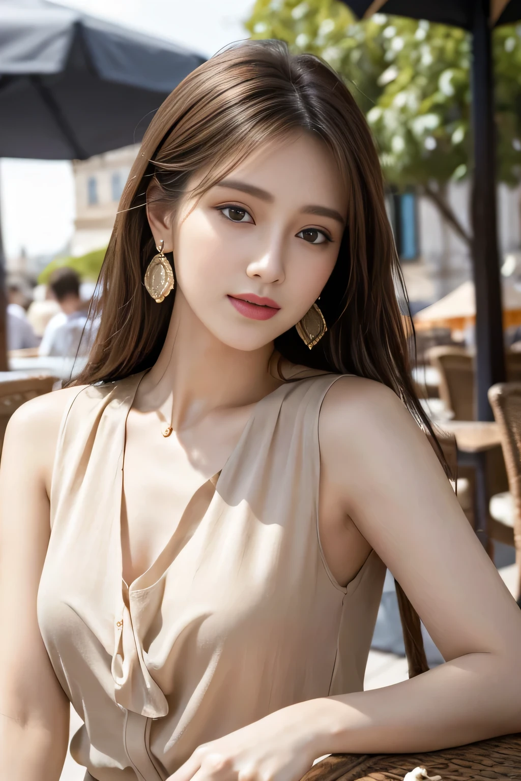 ((top-quality、in 8K、masterpiece:1.3、超A high resolution))、(Clear focus:1.4)、BREAK、A Japanese Lady、a baby face、1 persons、full body Esbian、light skinned、((dark brown hair))、Layered Hair、(Chic monotone suit:1.2、Silk blouse、Detailed fabrics、High heels in metallic color)、Super fine face、A detailed eye、Narrow-eyed、二重まぶた、Reddish cheeks、Detailed skin、Sweating、Lustrous skin、Shine skin、Shaded skin、glowy skin、Wearing makeup、ruddy lips、a smile、Large breasts、Large breasts、Beautiful leg line、looking in camera、BREAK、(细致背景、细致背景、Skyscraper behind:1.5)、The wind is blowing、natta、Natural lighting、springtime、dynamic ungle