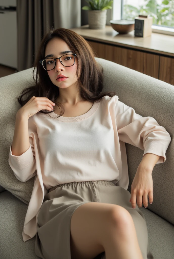 ((Small underboob)), (shoulder length straight short hair:1.0), Black hair,Upper body, （Extremely meticulous CG 8k wallpaper），（Extremely refined and beautiful），（Masterpiece），（best qualtiy：1.0），（Ultra High Resolution：1.0），beautiful light up，Perfect lightning，realistic shaded，[A high resolution]，Smooth and flawless fair skin，Extremely exquisite facial details，（perfect body：1.1），ultra - detailed，A beautiful girl,small head,(short ponytail:1.1),glasses,(Small breasts:1.1)，Flat chests，slim，thin，Smile，cheerfulness，(Pink sweater cardigan:1.5),(white pantyhose:1.5），autumn，Morning,in a spacious private car,A female driver,(sitting in seat and place her both hands on the steering wheel:1.5),intently driving car,safety belt,Shot,(cowboy shot:1.3),as if the camera is on the passenger seat,(Portrait above chest level:1.3),looking straight ahead