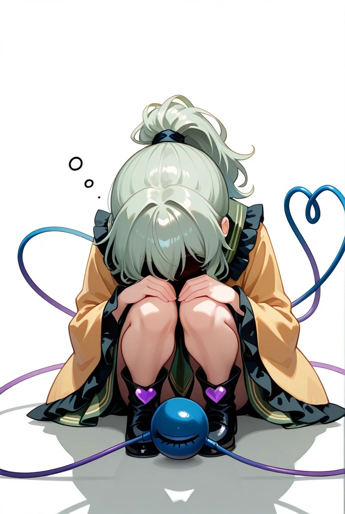 Himiko toga receiving oral sex (whole body) wearing black skirt, black fishnet tights